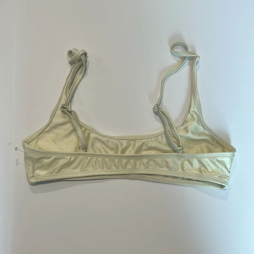 Ris-k shiny gold bikini swim top size small new